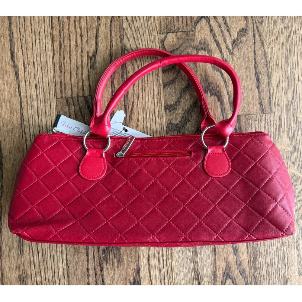 Primeware Red Quilted Insulated Wine Clutch Thermal Bag with Corkscrew NEW